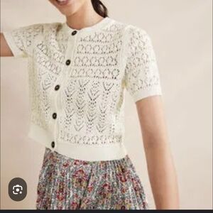 Boden Cream Short Sleeve Sweater